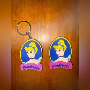 Disney Vintage Cinderella Princess Blue Keychain and Magnet Set by Applause